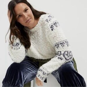 Pilcro Petra Feathered ANTHROPOLOGIE Sweater White Sz XS